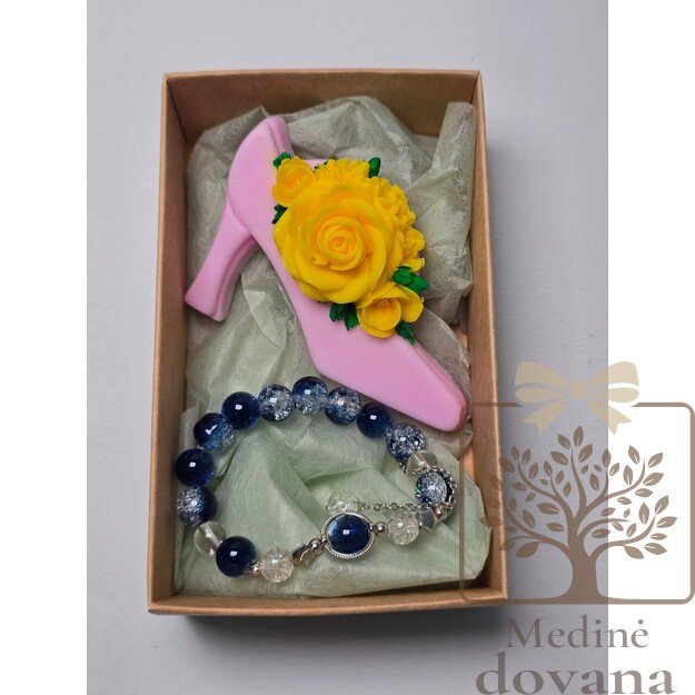 Dovanų rinkinys moteriai „Elegantiška Paslaptis“ – muilas batelis ir apyrankė