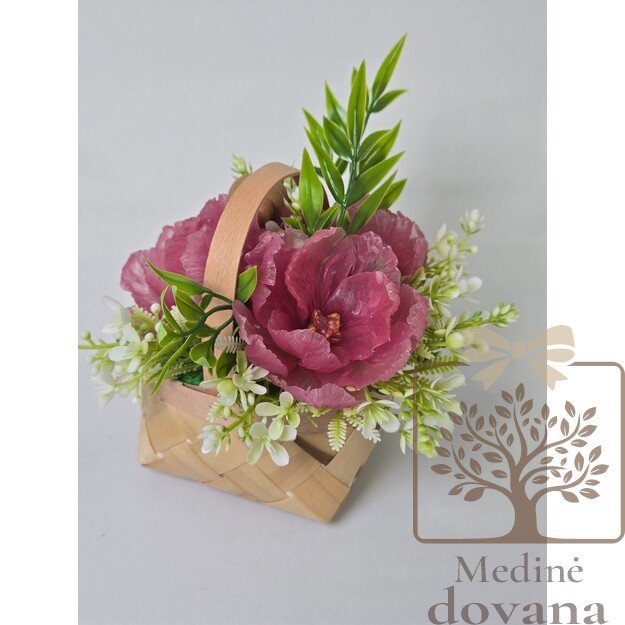 Muilo gėlių krepšelis su meškučiu