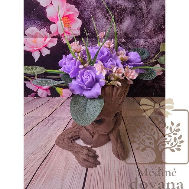 Fantastinio medžio stiliaus vazonėlis su muilo gėlių kompozicija 1