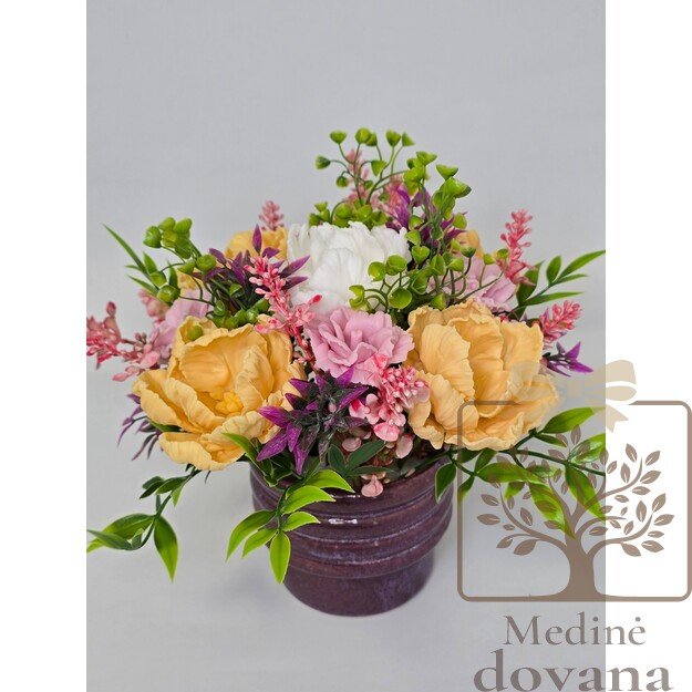 Pastelinės muilo gėlės vazonėlyje