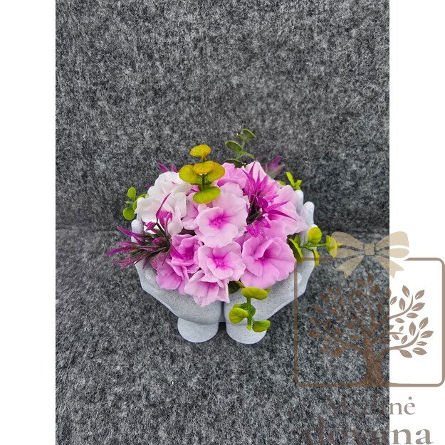 Rankų formos dekoratyvinė vazelė su muilo gėlėmis – išskirtinė dovana 1