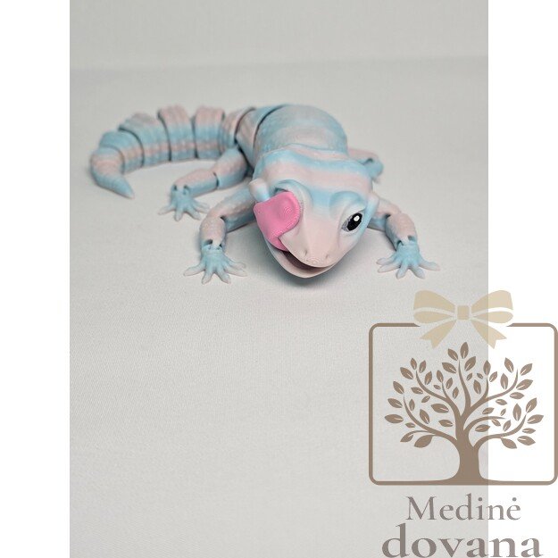 Didelė Pastelinė driežiuko figūrėlė – lanksti 3D spausdinta figūrėlė vaikams