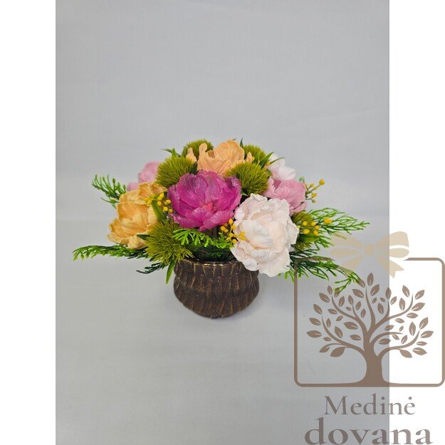 Natūralios muilo gėlės vazonėlyje