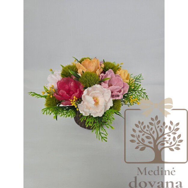 Natūralios muilo gėlės vazonėlyje