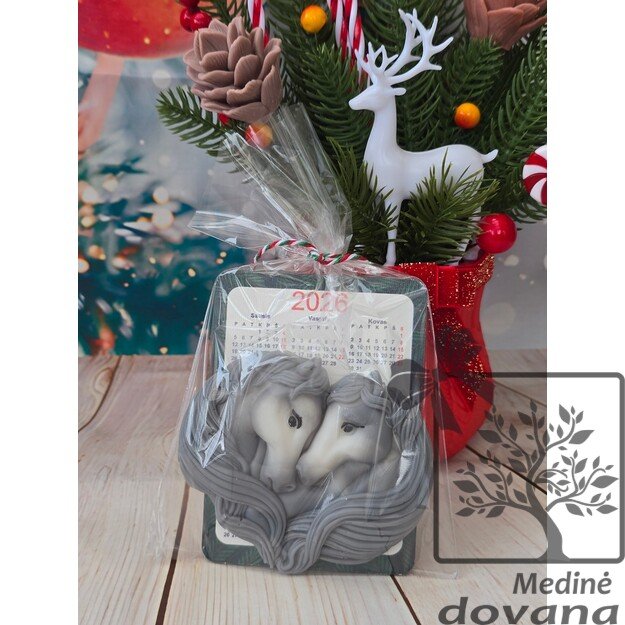 Muiliukas "Pilkai balta arklių porelė" su kalendoriumi