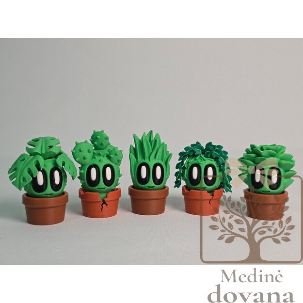 Žaliųjų Augalų Draugų Kolekcija – 3D spausdinti augalų personažai vazonėliuose