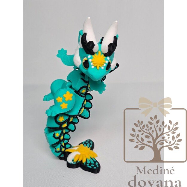 Saulės Sparnų Drakonas – lanksti 3D spausdinta figūrėlė vaikams