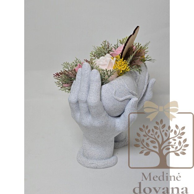 Muilo gėlių kompozicija „Myliu tave, MAMA!“ rankų vazoje – dovana mamai