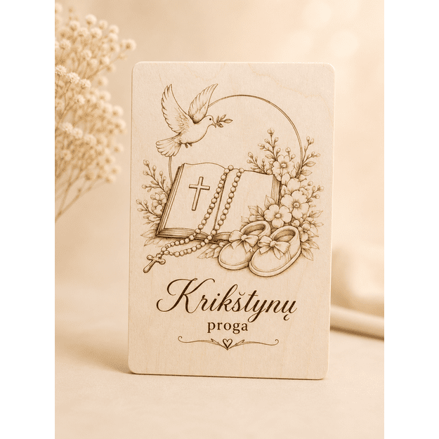 Medinis pinigų vokelis „Krikštynų proga“