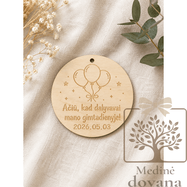 Graviruotas medalis vaikų gimtadieniui