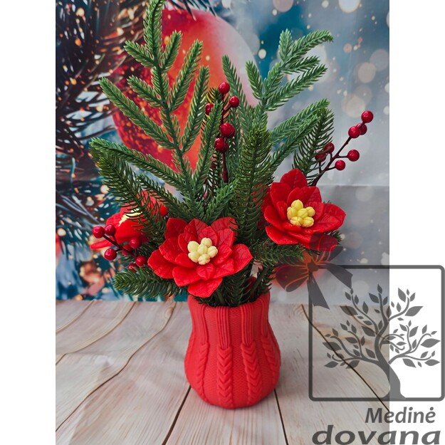 Rankų darbo muilo puansetijų dekoracija