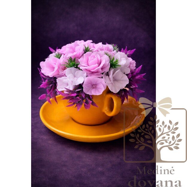 Dekoratyvinės muilo gėlės „Puodelis meilės“