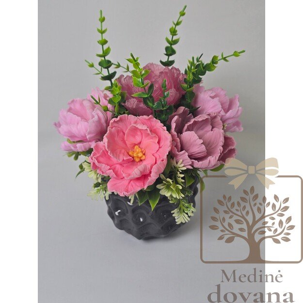 Dekoratyvinės muilo tulpės vazonėlyje