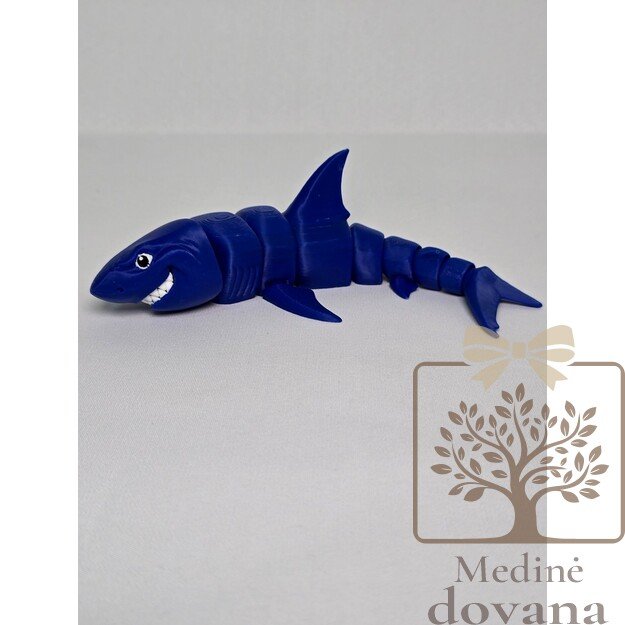 Mėlynas ryklys – lanksti, segmentuota 3D spausdinta figūrėlė