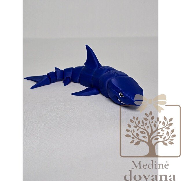 Mėlynas ryklys – lanksti, segmentuota 3D spausdinta figūrėlė