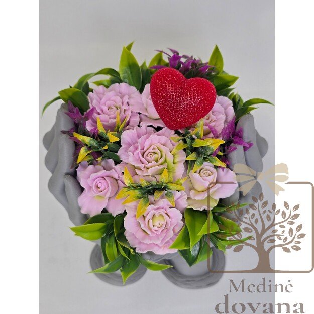 Vazelė „Rankų Šiluma“ su Muilo Gėlių Kompozicija