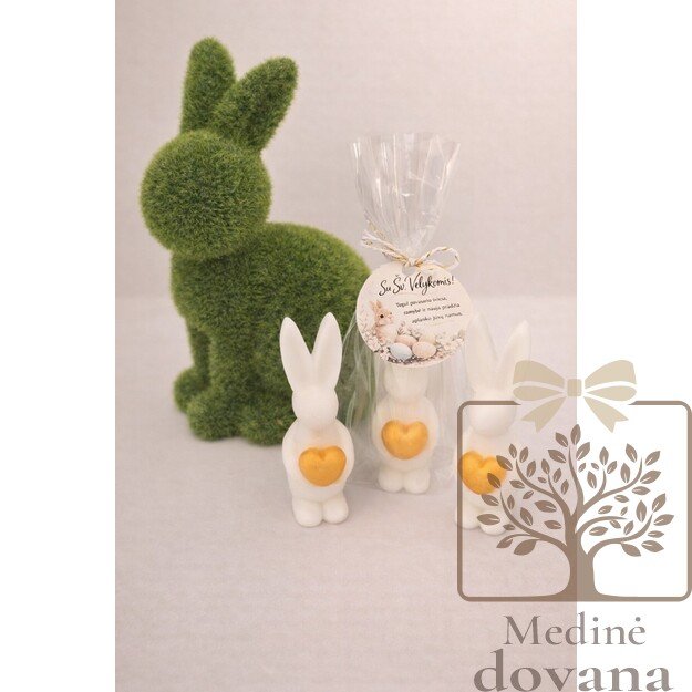 Rankų darbo muilas „Zuikutis su širdimi“ – Velykų dovanėlė